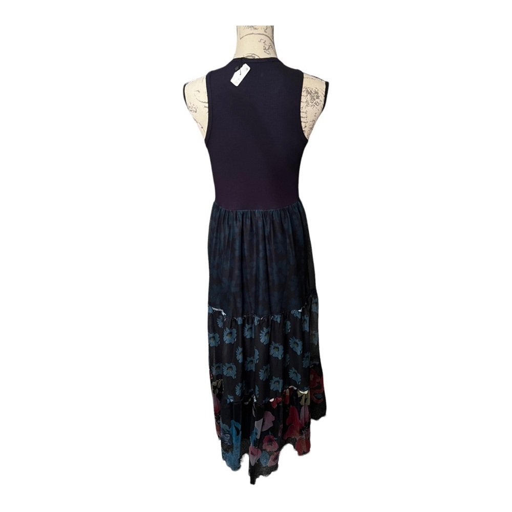 New Desigual Long Combination Tulle Dress In Navy sz large - Picture 7 of 14